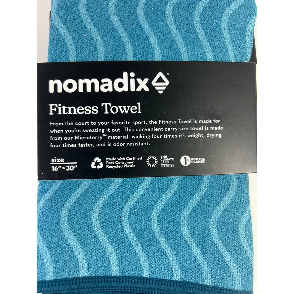 Nomadix Fitness Towel Regenerative Teal Wavy Microterry Quick Dry 16x30 NEW